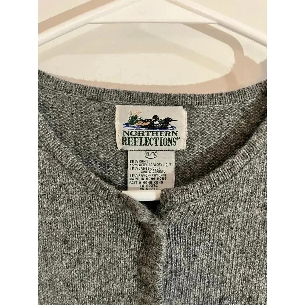 Northern reflections XL vintage wool blend grey cardigan - Picture 2 of 4